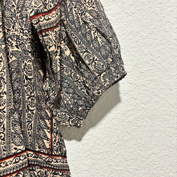 NWT Anthropologie Vanessa Virginia Off Shoulder Blouse M Black Motif Boho Floral - Picture 4 of 9